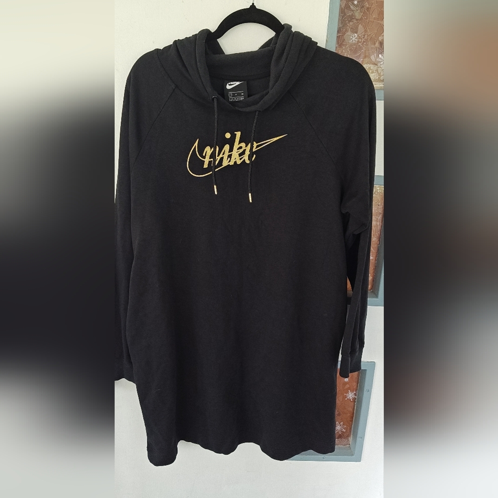 Nike Black and Gold Signature Sweatshirt Dress